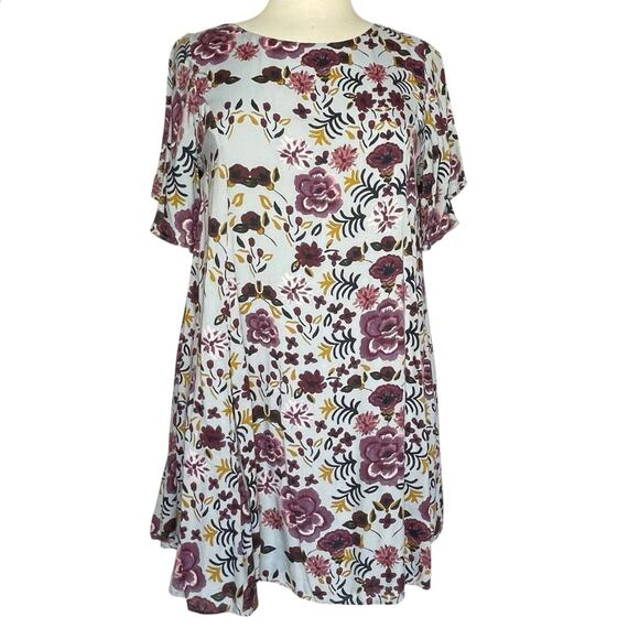 UO KIMCHI BLUE Women’s Boho Blue Floral Fields Swing Mini Dress medium - Picture 4 of 7